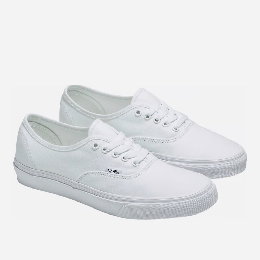 Vans Authentic All-White Canvas Lace-Up Sneakers